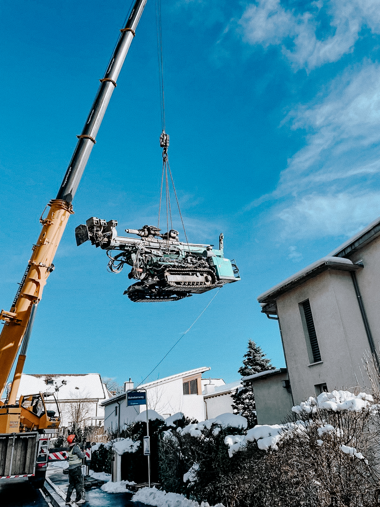 Eco Green Arbeiter. Erdwärme Arbeit. Alternatives Heizsystem arbeiten